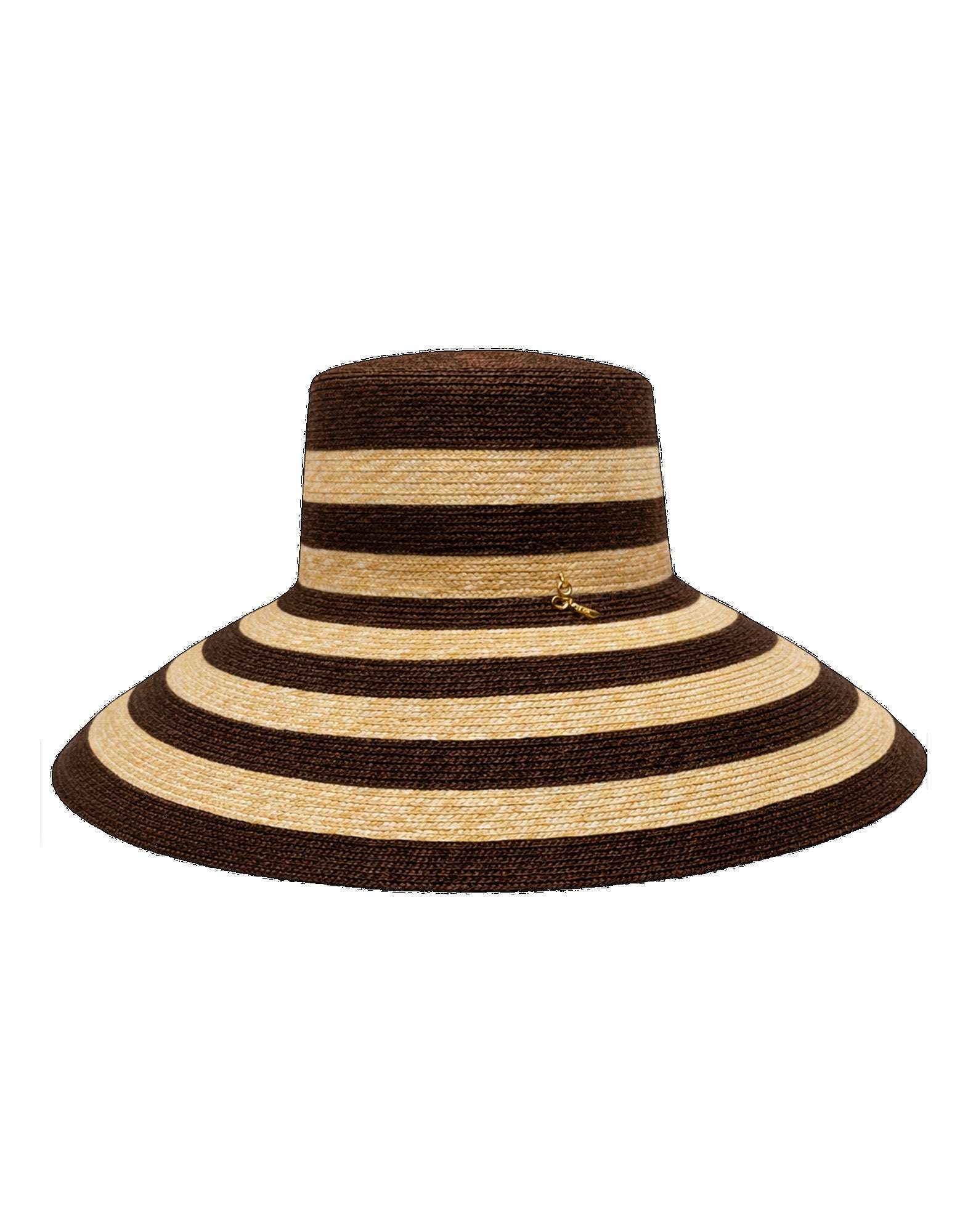 CATARZI Fedora Ampia in Paglia a Righe Naturale/Moro