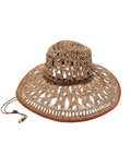 CATARZI Fedora Ampia in Paglia con Cinturino e Lacci Naturale/Cuoio