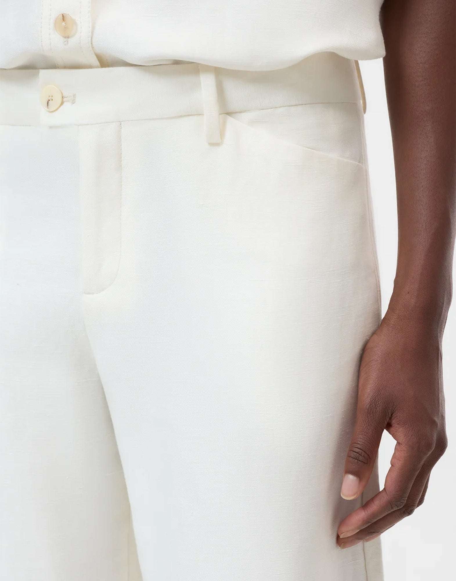 CLOSED Flye Flared Pants in Lino e Viscosa Avorio