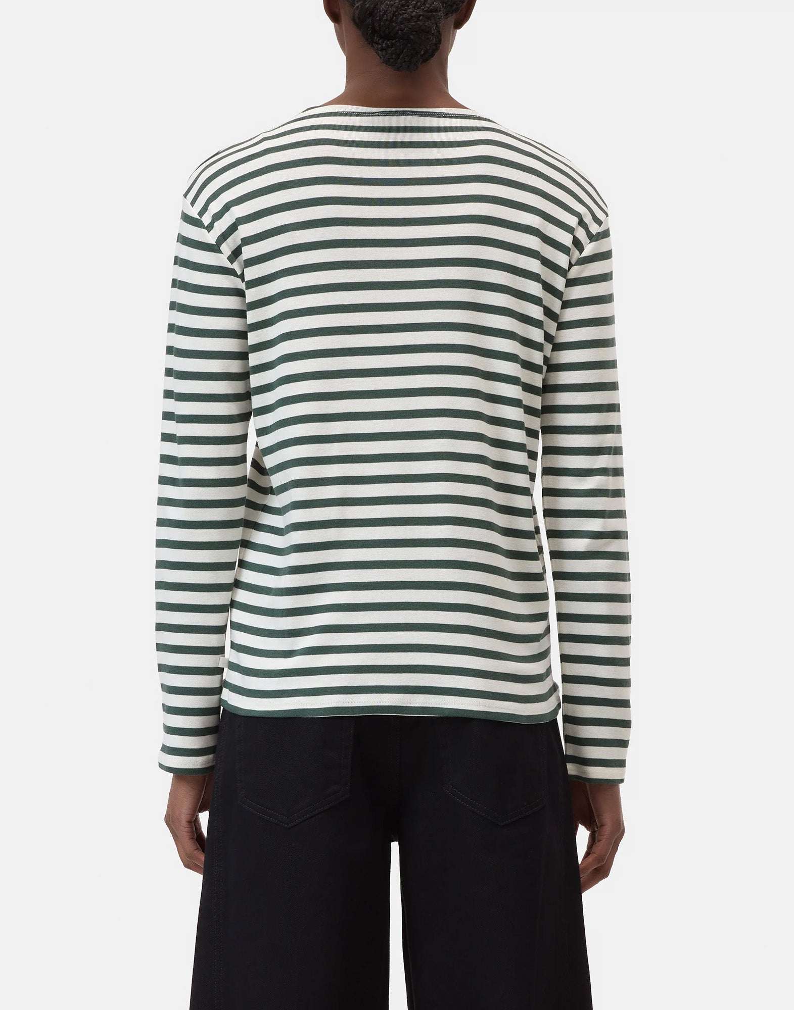 CLOSED Maglia a Maniche Lunghe in Jersey Rigato Royal Green