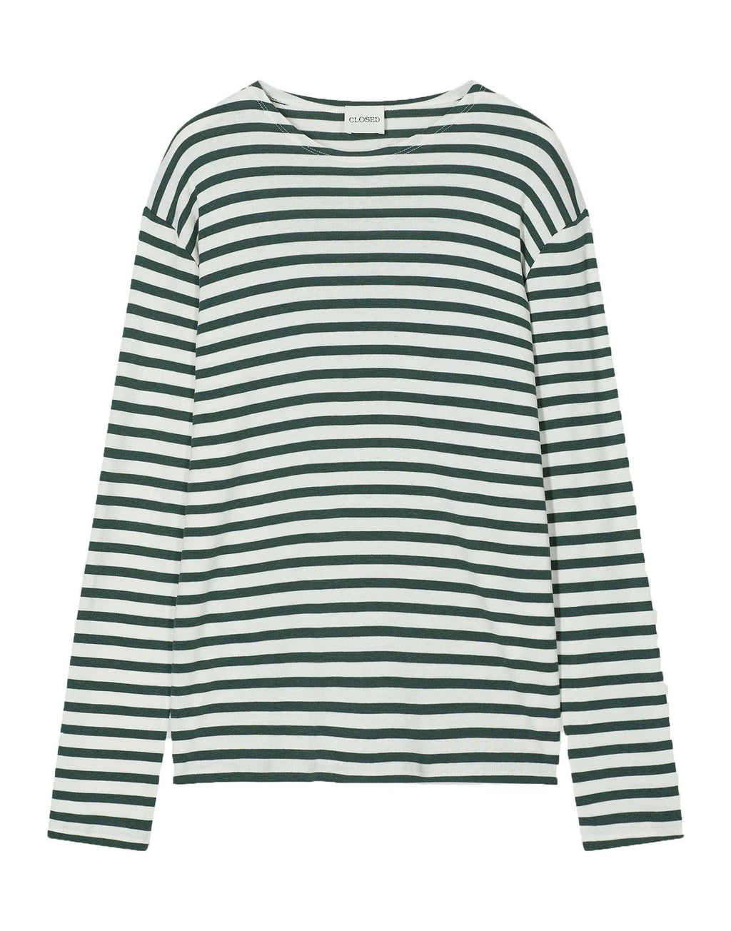 CLOSED Maglia a Maniche Lunghe in Jersey Rigato Royal Green