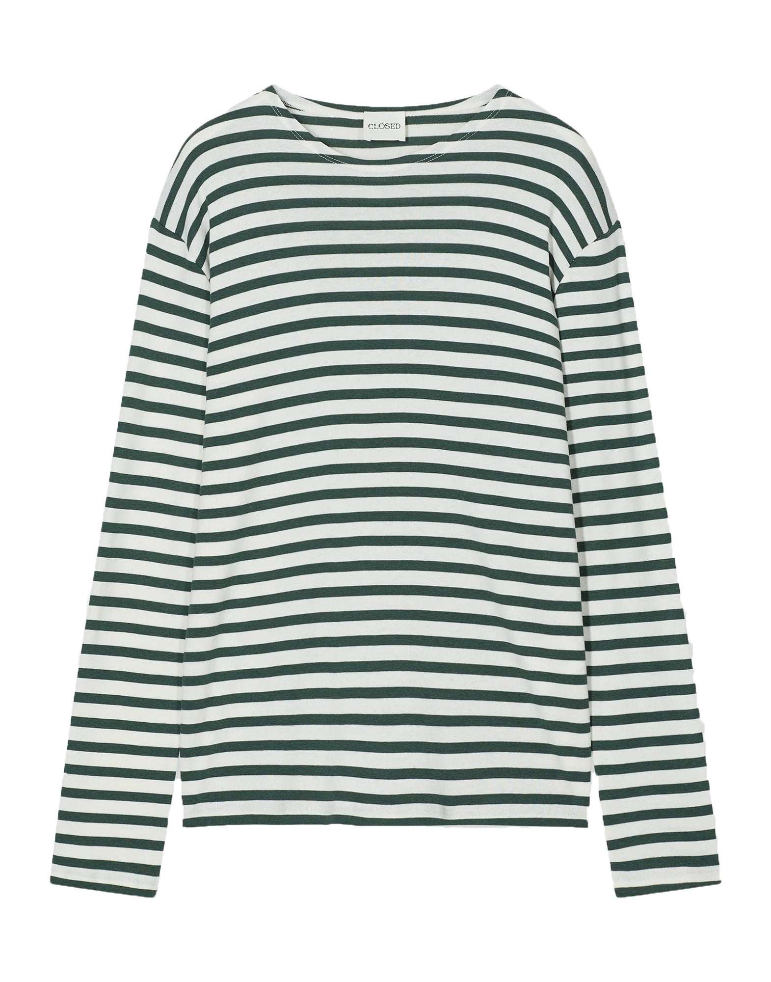 CLOSED Maglia a Maniche Lunghe in Jersey Rigato Royal Green