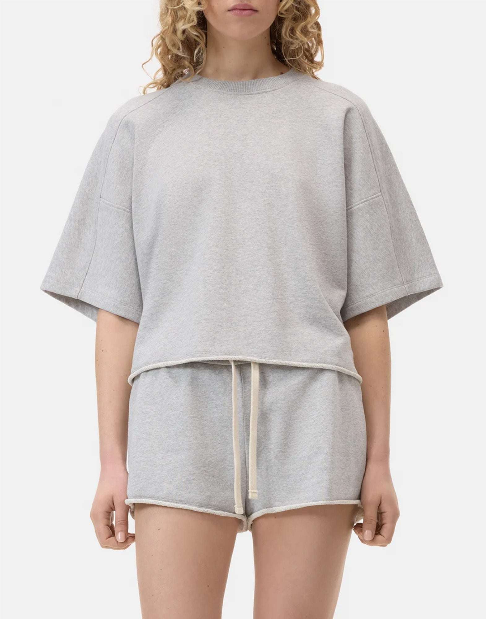 CLOSED T-Shirt in Felpa di Cotone Grigio Melange