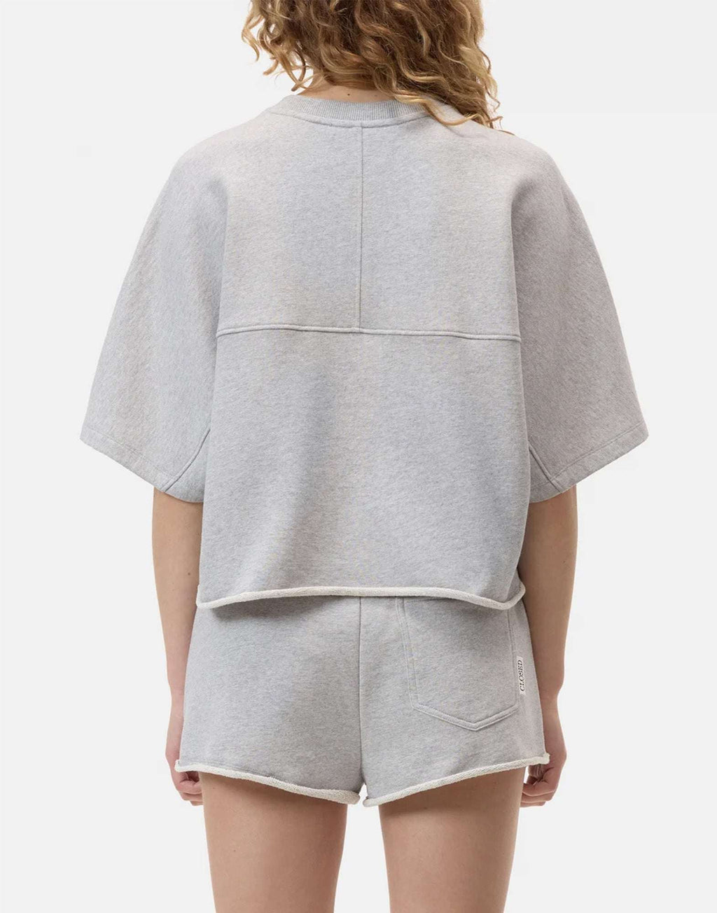 CLOSED T-Shirt in Felpa di Cotone Grigio Melange