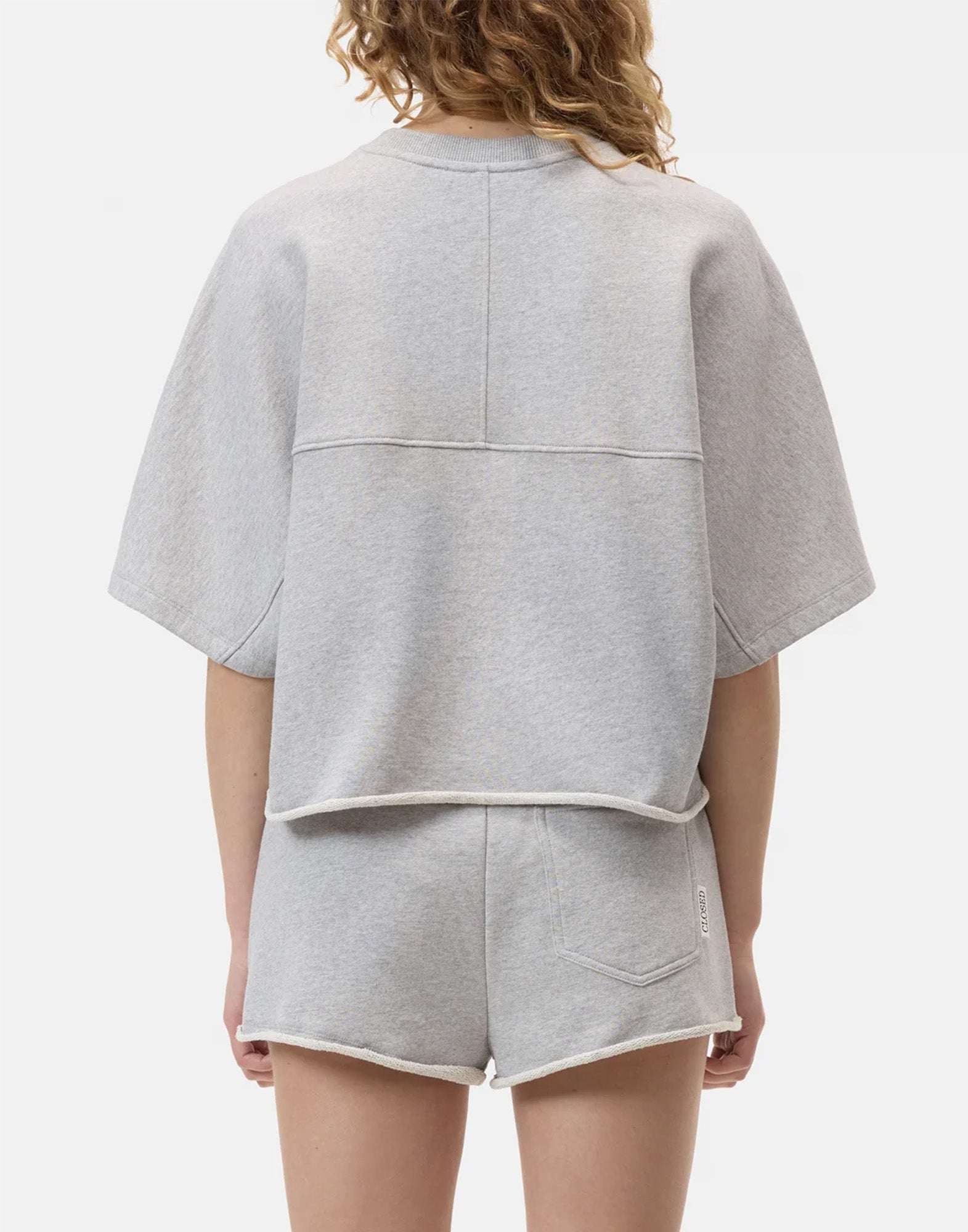 CLOSED T-Shirt in Felpa di Cotone Grigio Melange