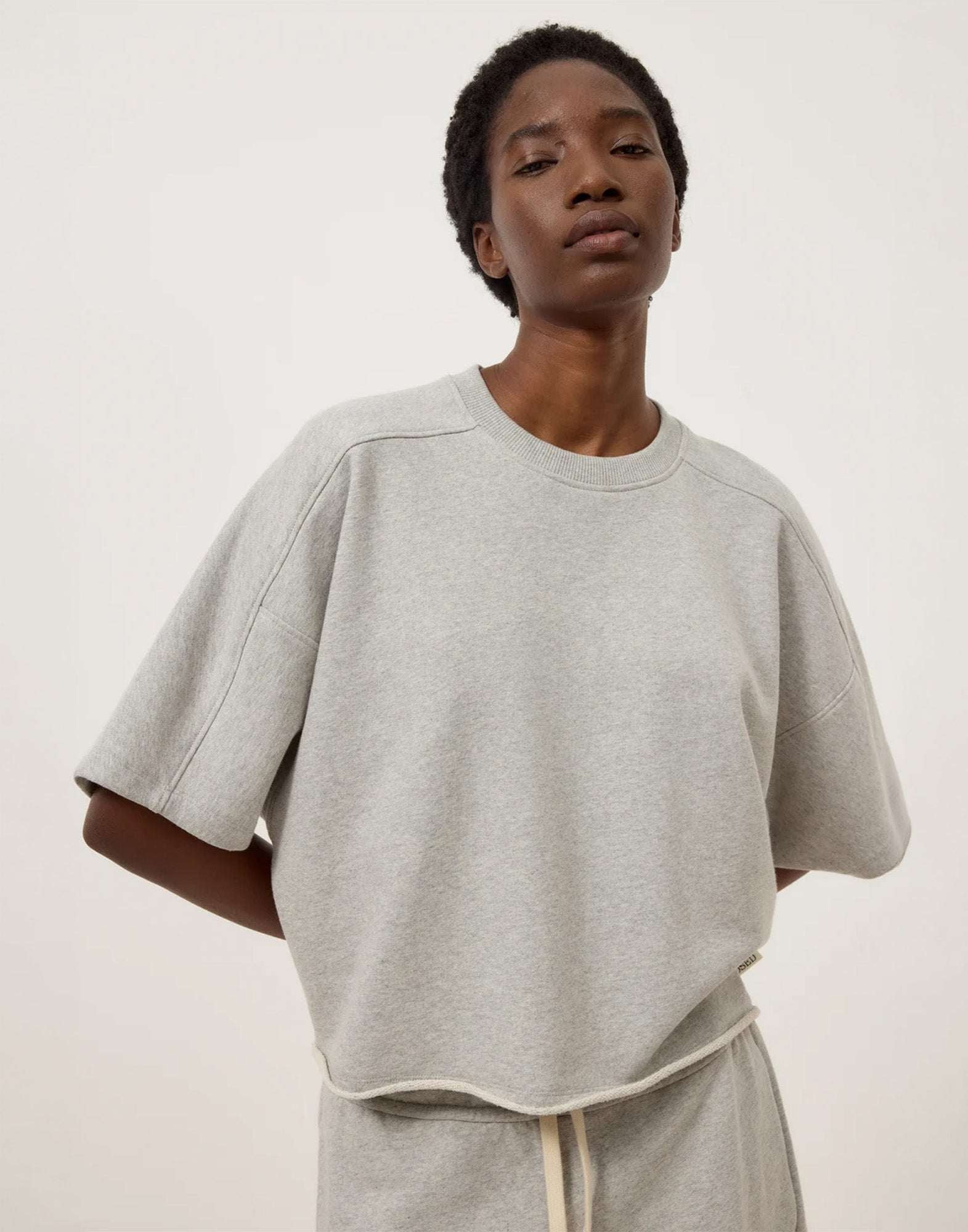 CLOSED T-Shirt in Felpa di Cotone Grigio Melange