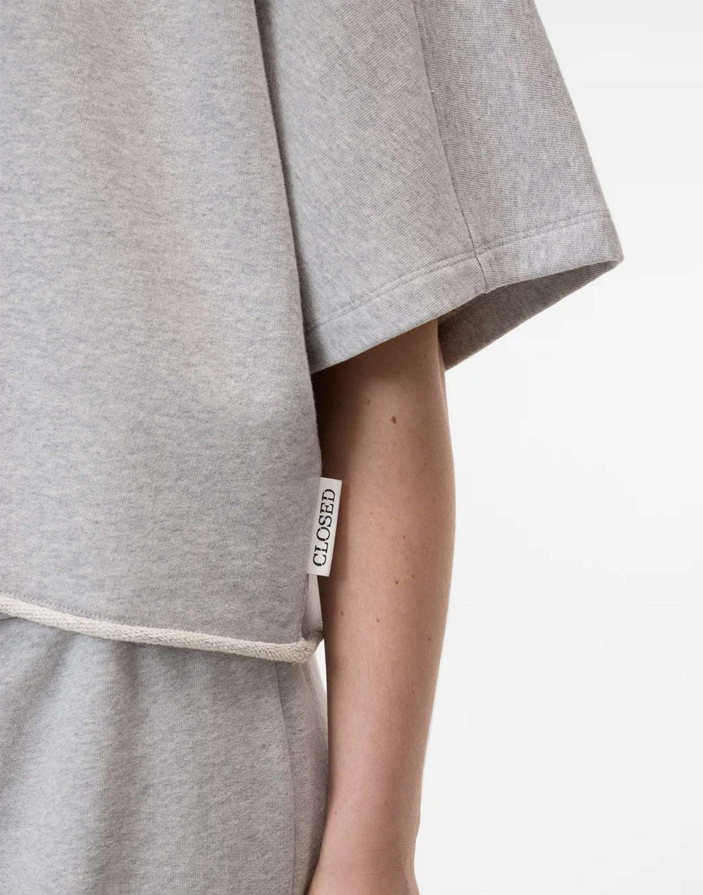 CLOSED T-Shirt in Felpa di Cotone Grigio Melange