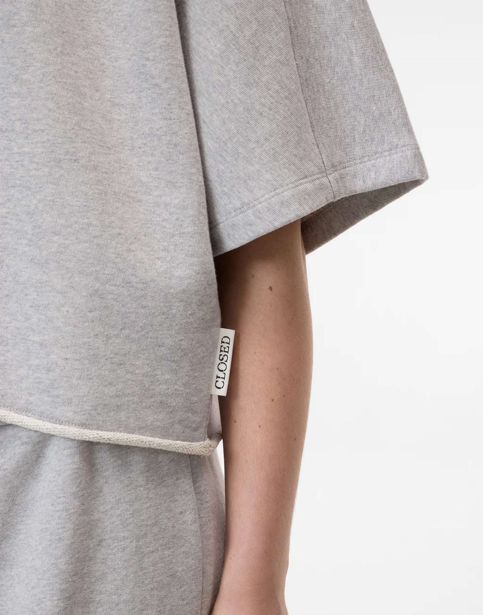 CLOSED T-Shirt in Felpa di Cotone Grigio Melange