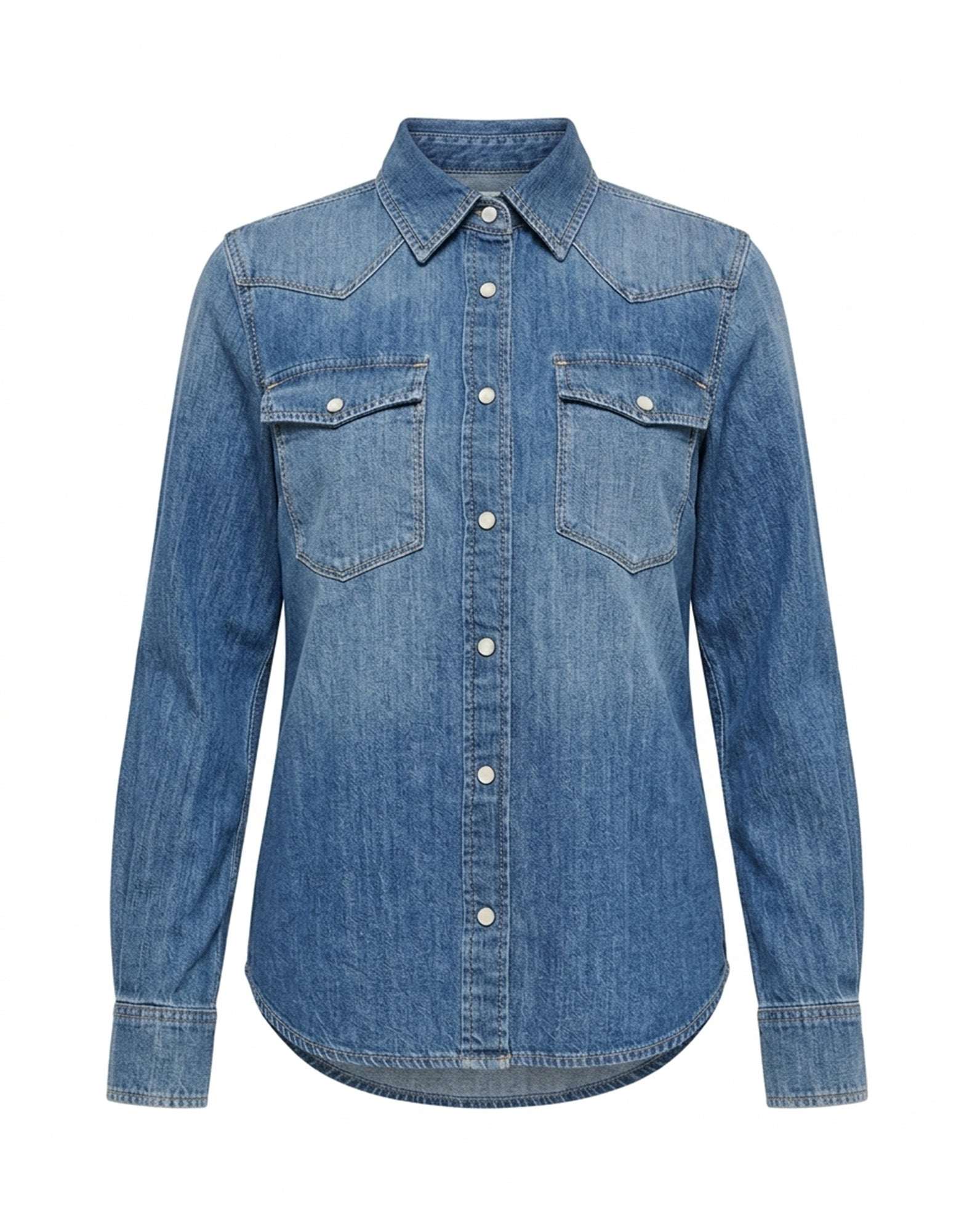 DEPARTMENT FIVE Camicia Slim Texana in Denim Cotone e Lino