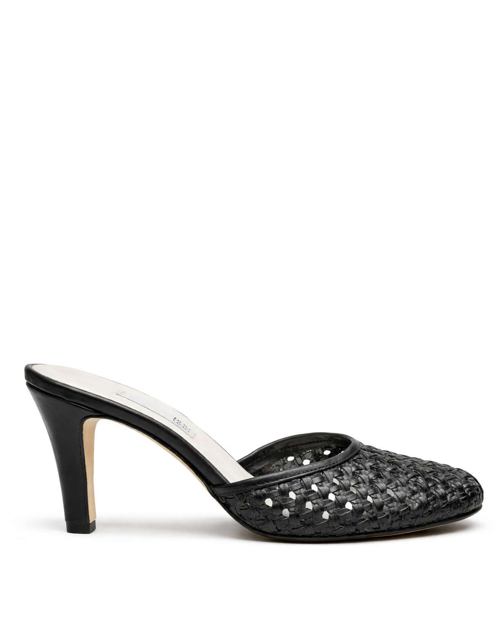 DOUUOD Mules con Tacco in Pelle Intrecciata Nera