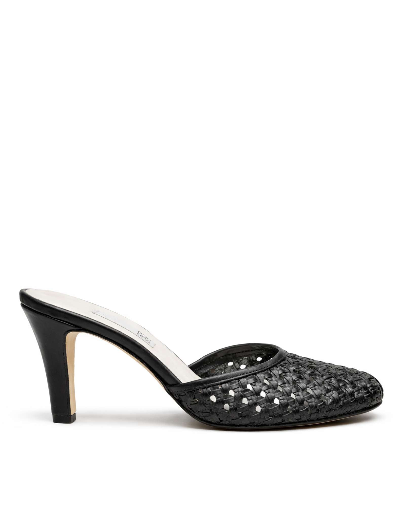 DOUUOD Mules con Tacco in Pelle Intrecciata Nera