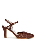 DOUUOD Decollete in Pelle Intrecciata Marrone