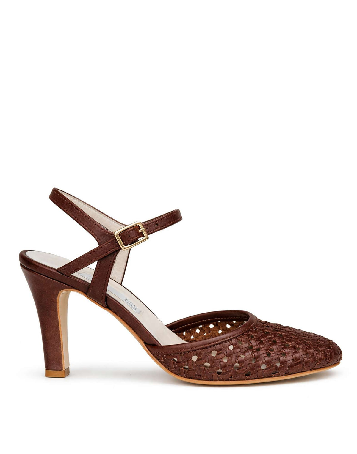 DOUUOD Decollete in Pelle Intrecciata Marrone