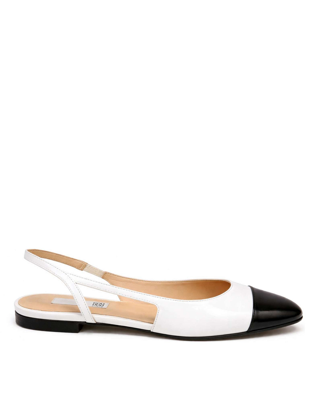 DOUUOD Ballerine Slingback con Puntale Bianco/Nero