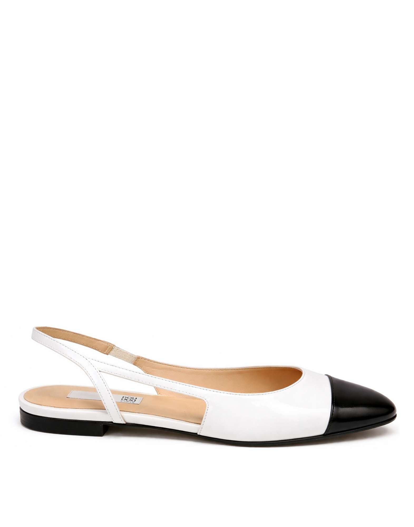 DOUUOD Ballerine Slingback con Puntale Bianco/Nero