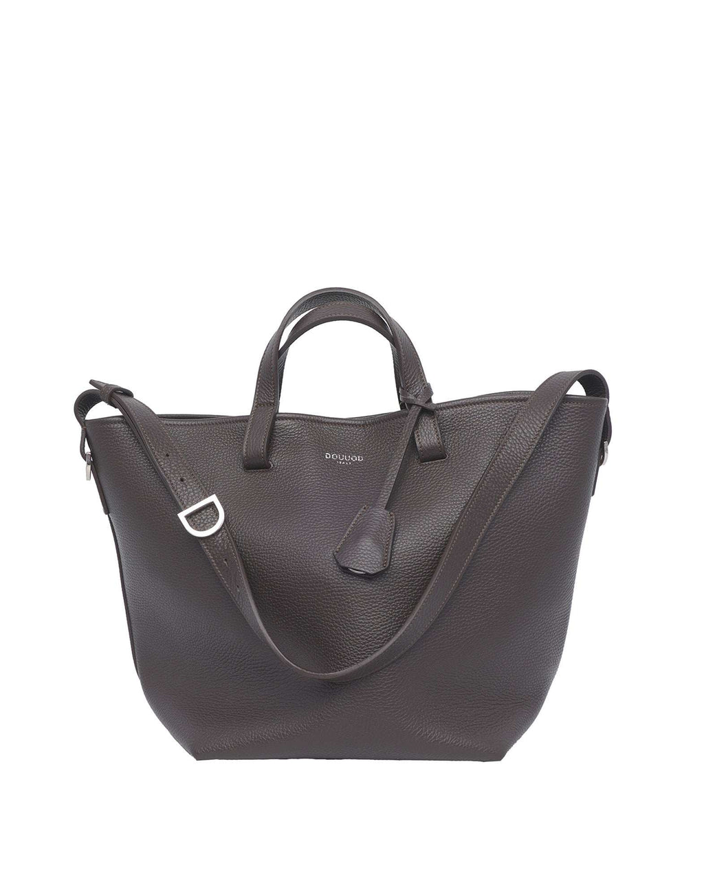 DOUUOD Borsa Shopping Giulia in Pelle Martellata Ebano