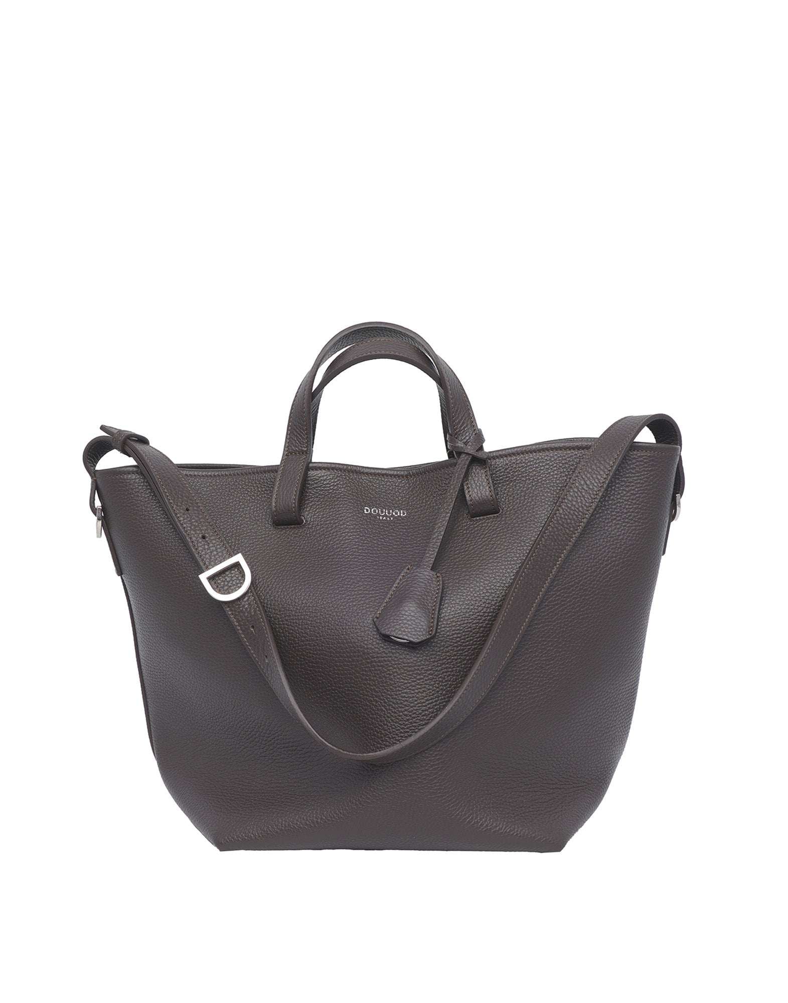 DOUUOD Borsa Shopping Giulia in Pelle Martellata Ebano