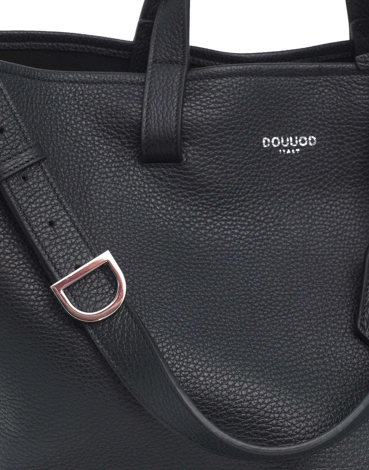 DOUUOD Borsa Shopping Giulia in Pelle Martellata Nera