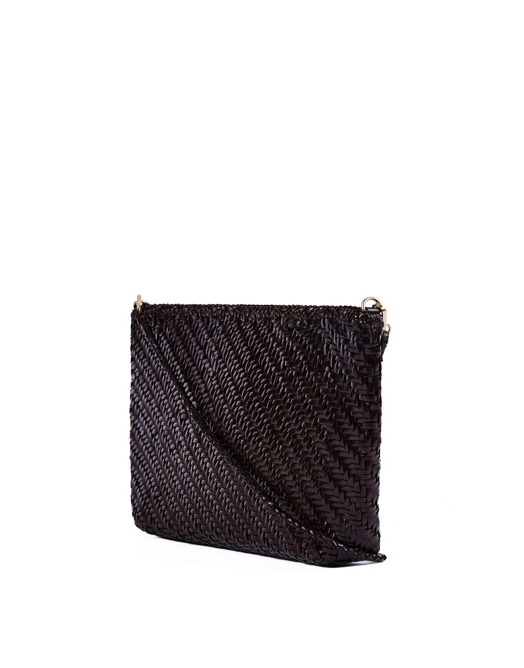 DOUUOD Piatta in Pelle Intrecciata con Tracolla Testa di Moro