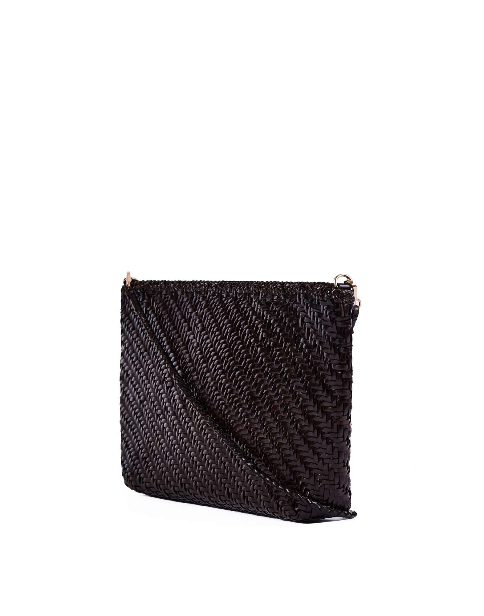 DOUUOD Piatta in Pelle Intrecciata con Tracolla Testa di Moro