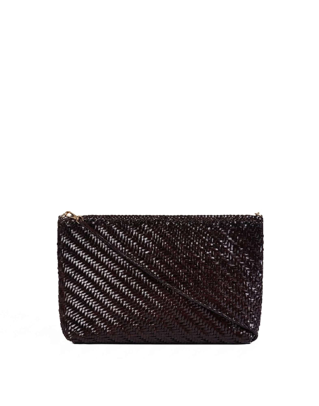DOUUOD Piatta in Pelle Intrecciata con Tracolla Testa di Moro