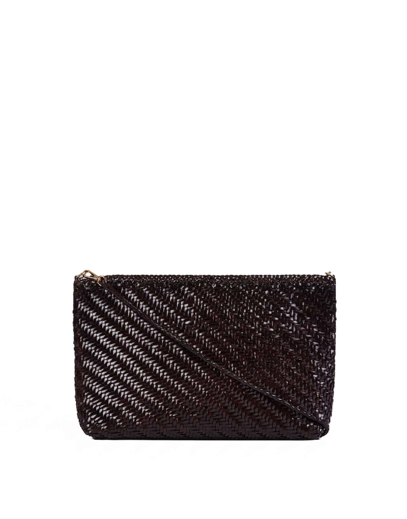 DOUUOD Piatta in Pelle Intrecciata con Tracolla Testa di Moro