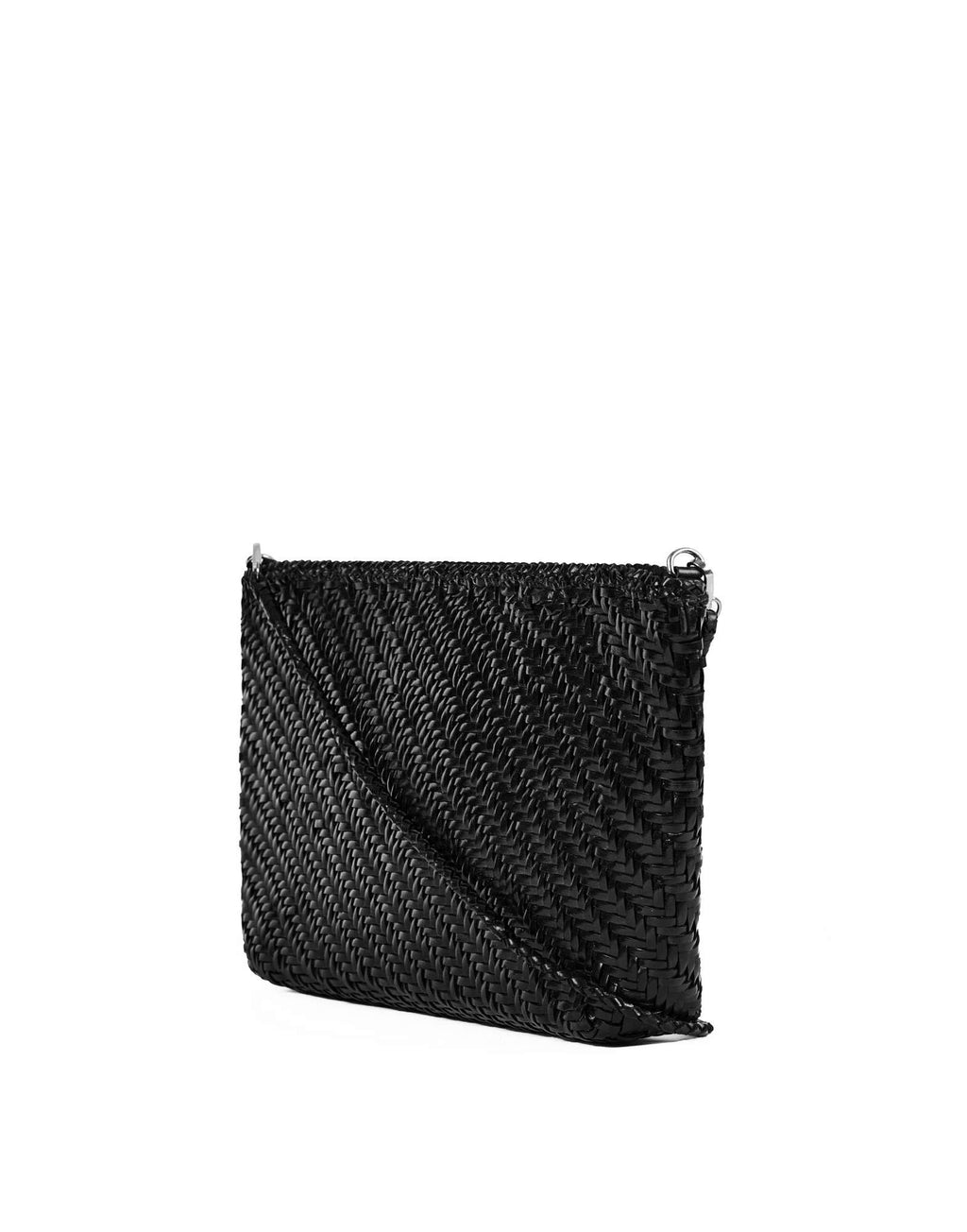 DOUUOD Piatta in Pelle Intrecciata con Tracolla Nera