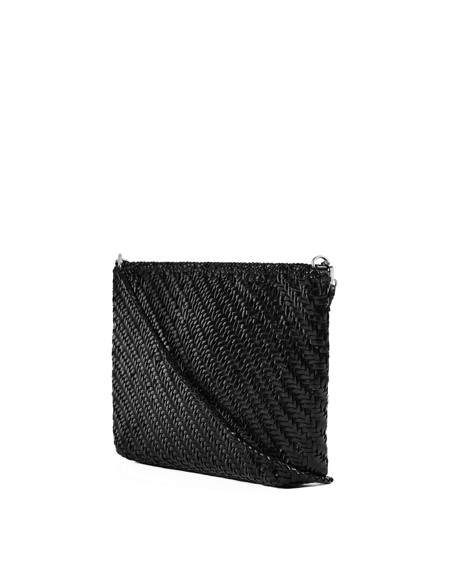 DOUUOD Piatta in Pelle Intrecciata con Tracolla Nera