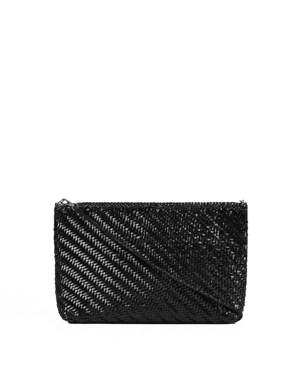 DOUUOD Piatta in Pelle Intrecciata con Tracolla Nera
