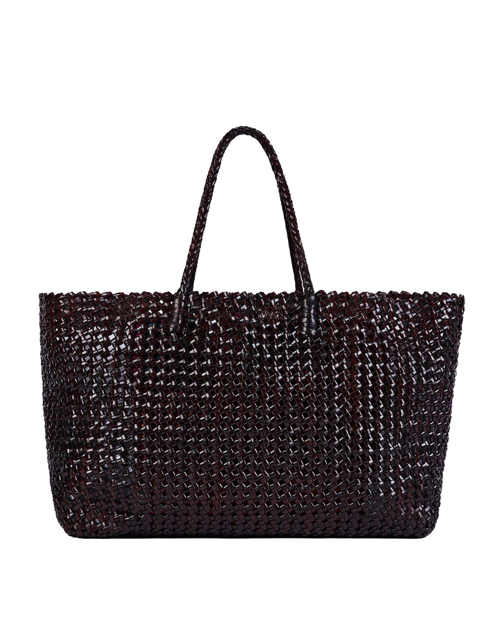 DOUUOD Borsa Shopping in Pelle Intrecciata Testa di Moro