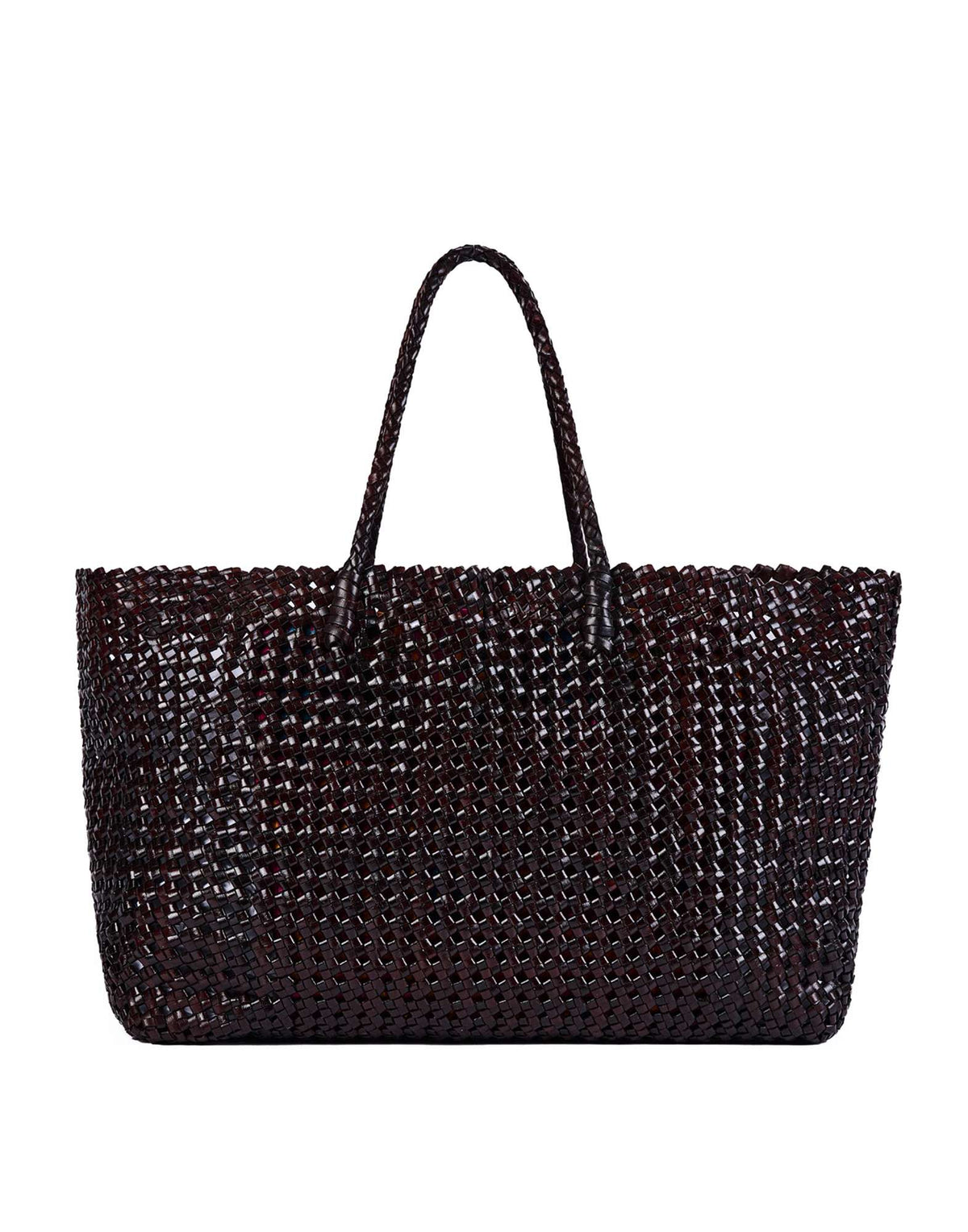 DOUUOD Borsa Shopping in Pelle Intrecciata Testa di Moro