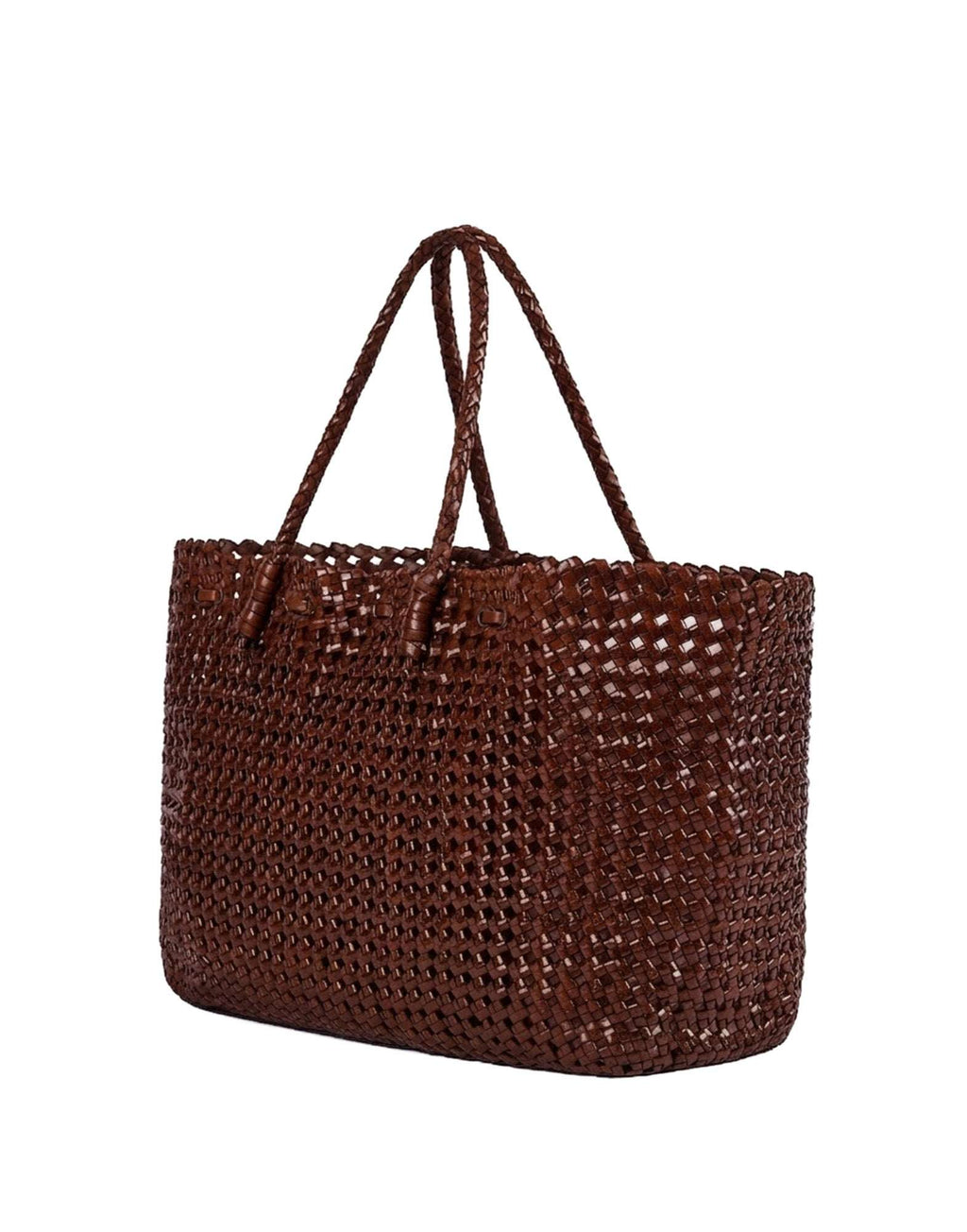 DOUUOD Borsa Shopping in Pelle Intrecciata Cognac