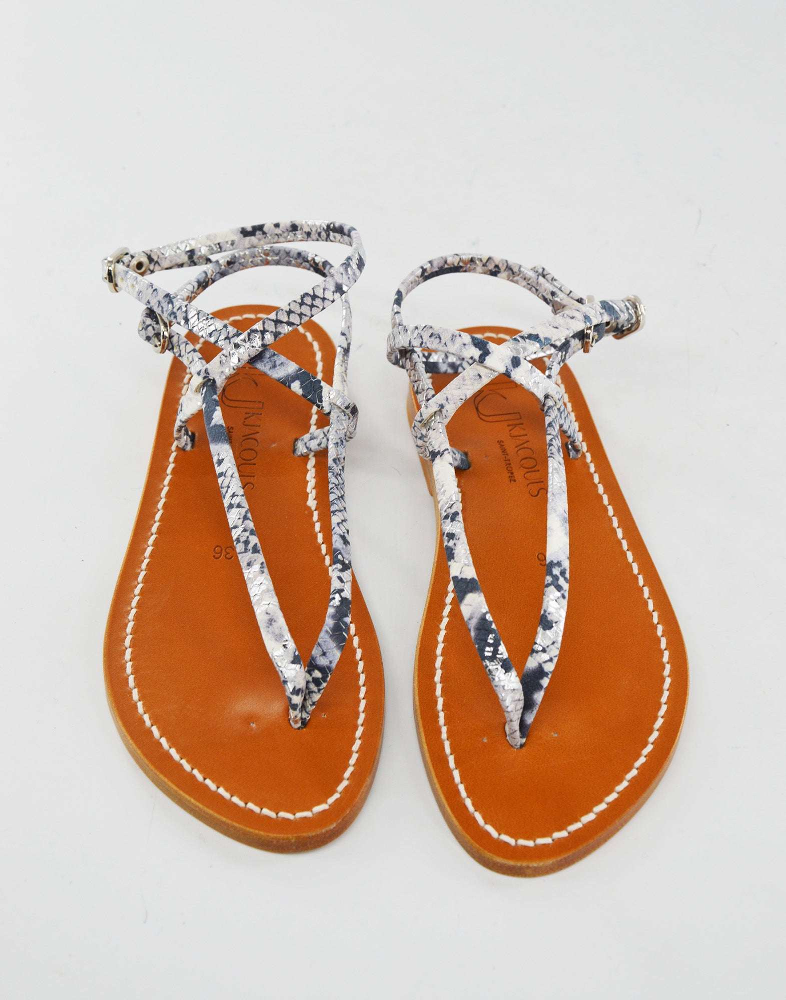 K.JACQUES Sandali Abako in Pelle Hawai Blanc