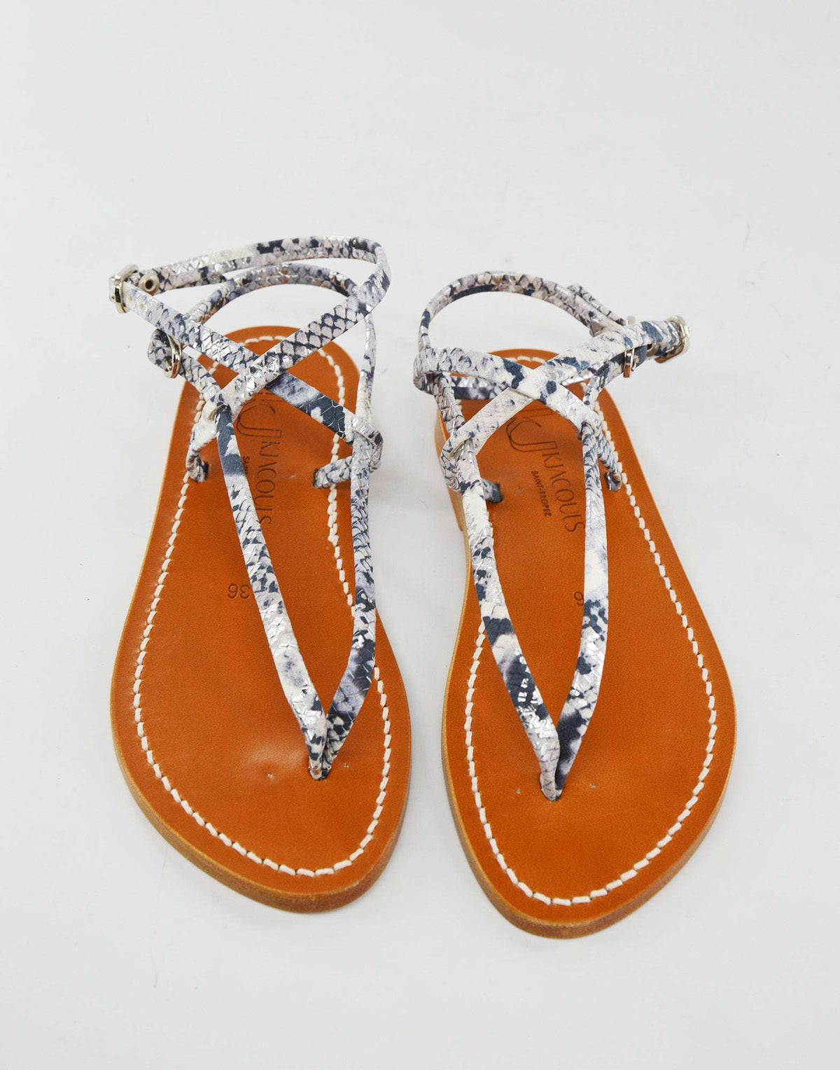 K.JACQUES Sandali Abako in Pelle Hawai Blanc