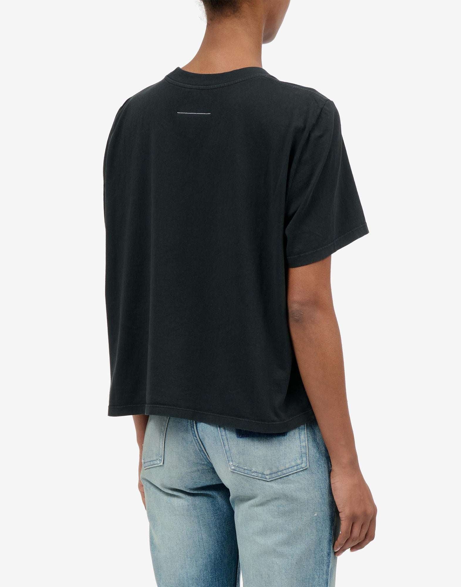 MM6 MAISON MARGIELA T-Shirt in Heavy Cotton Jersey con Logo Ricamato Nera