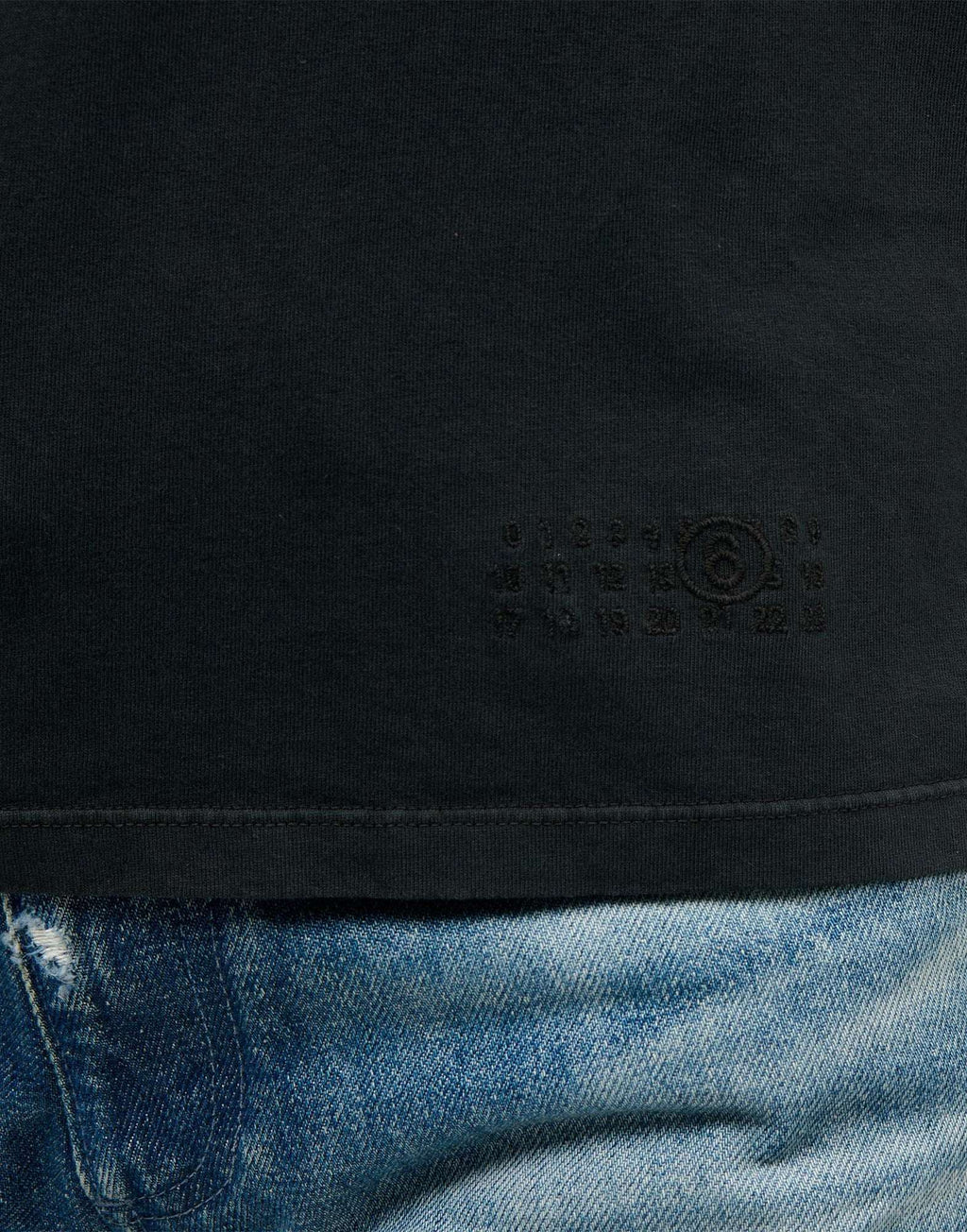 MM6 MAISON MARGIELA T-Shirt in Heavy Cotton Jersey con Logo Ricamato Nera