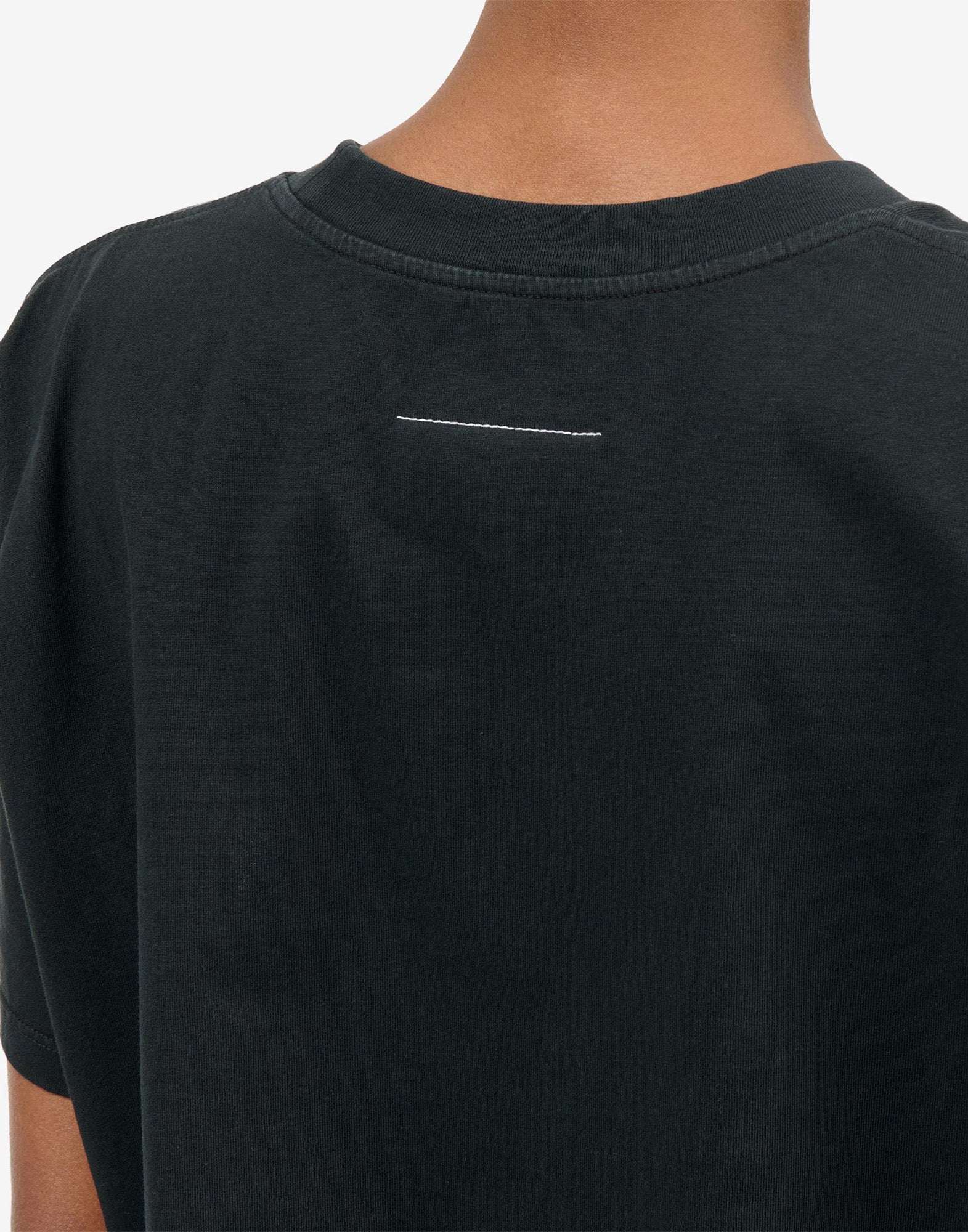 MM6 MAISON MARGIELA T-Shirt in Heavy Cotton Jersey con Logo Ricamato Nera