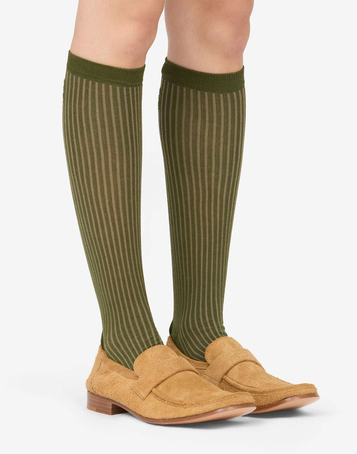 MM6 MAISON MARGIELA Calzini al Ginocchio a Costine con Logo Khaki