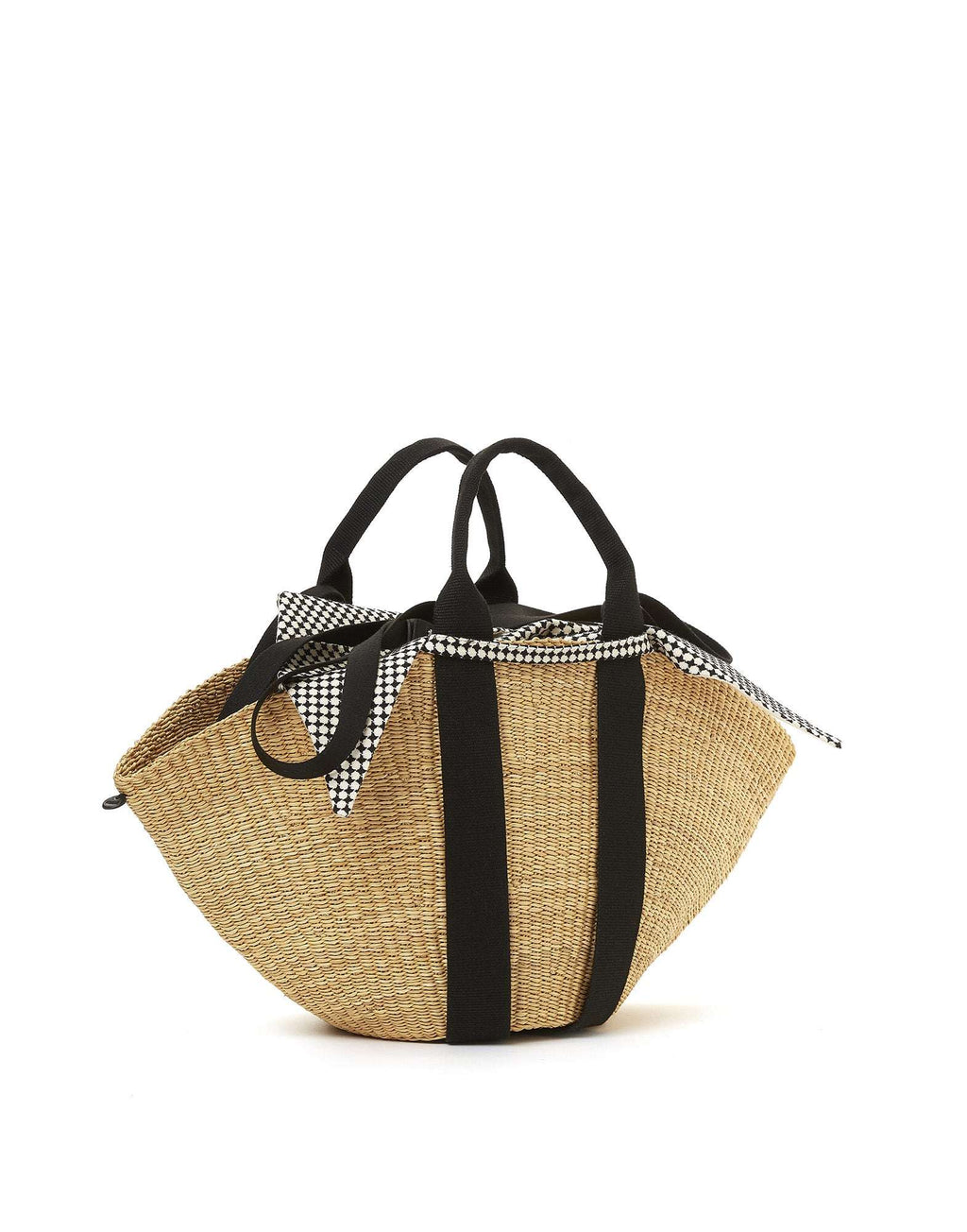 MUUN Borsa in Paglia Sophie Delft con Pouch Removibile Natural/Black