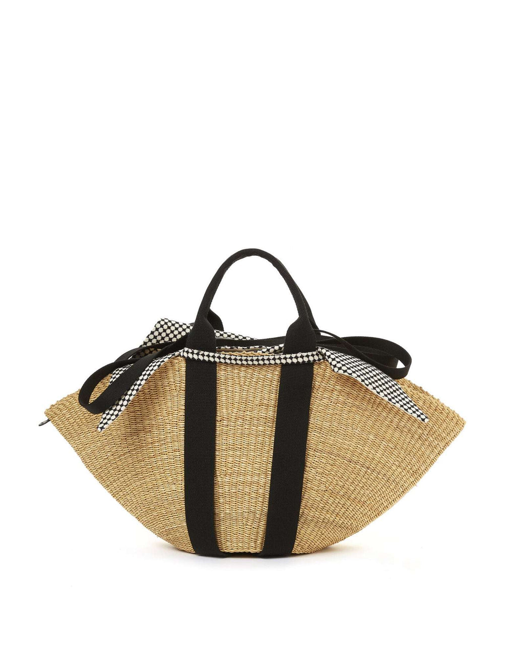 MUUN Borsa in Paglia Sophie Delft con Pouch Removibile Natural/Black