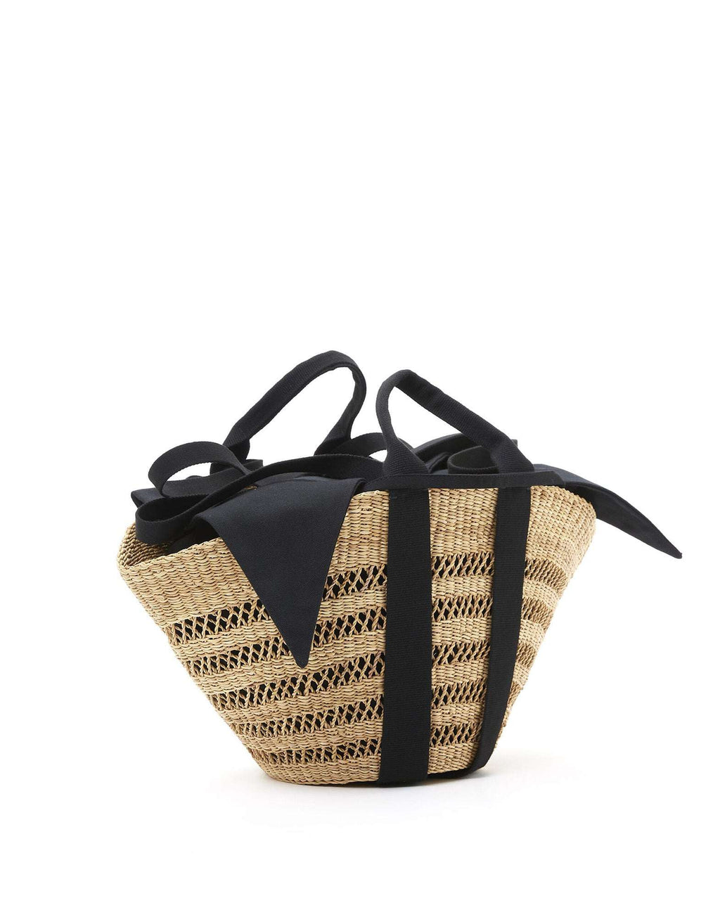 MUUN Borsa in Paglia Sophie Lace con Pouch Removibile Natural/Black