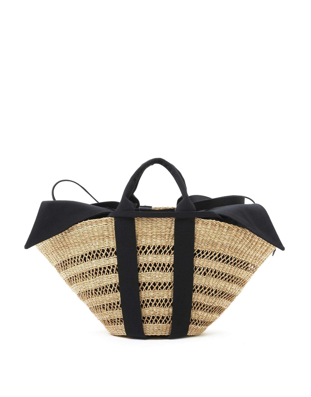 MUUN Borsa in Paglia Sophie Lace con Pouch Removibile Natural/Black