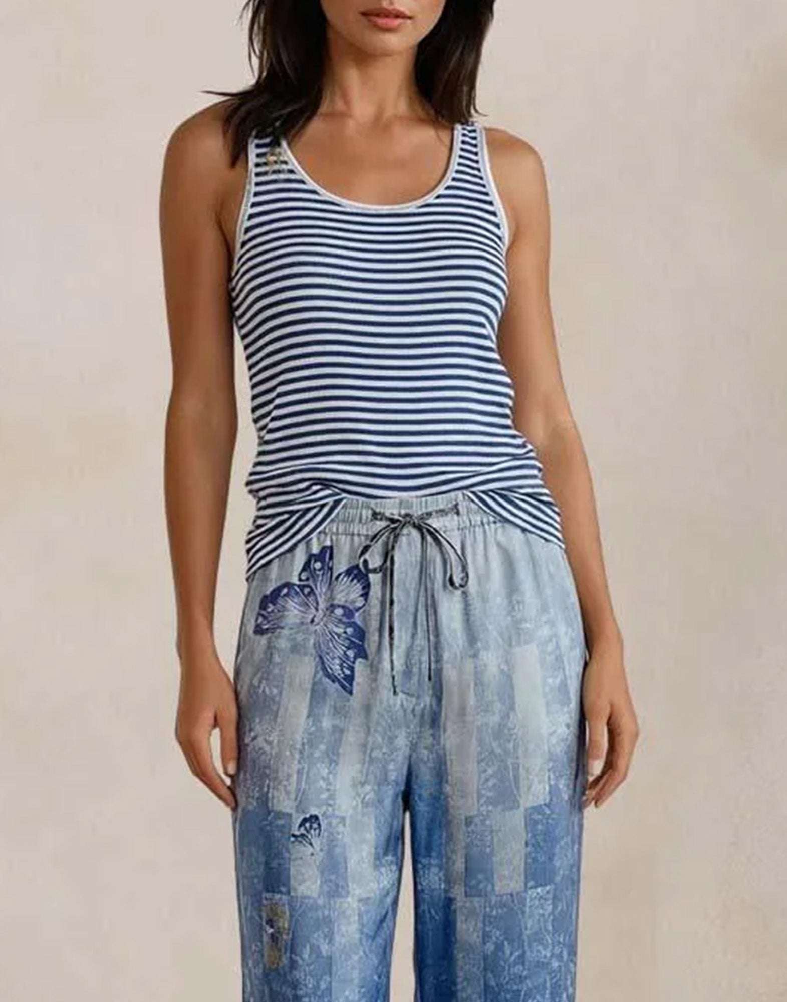 PIERRE-LOUIS MASCIA Top in Seta a Righe Blu e Bianco