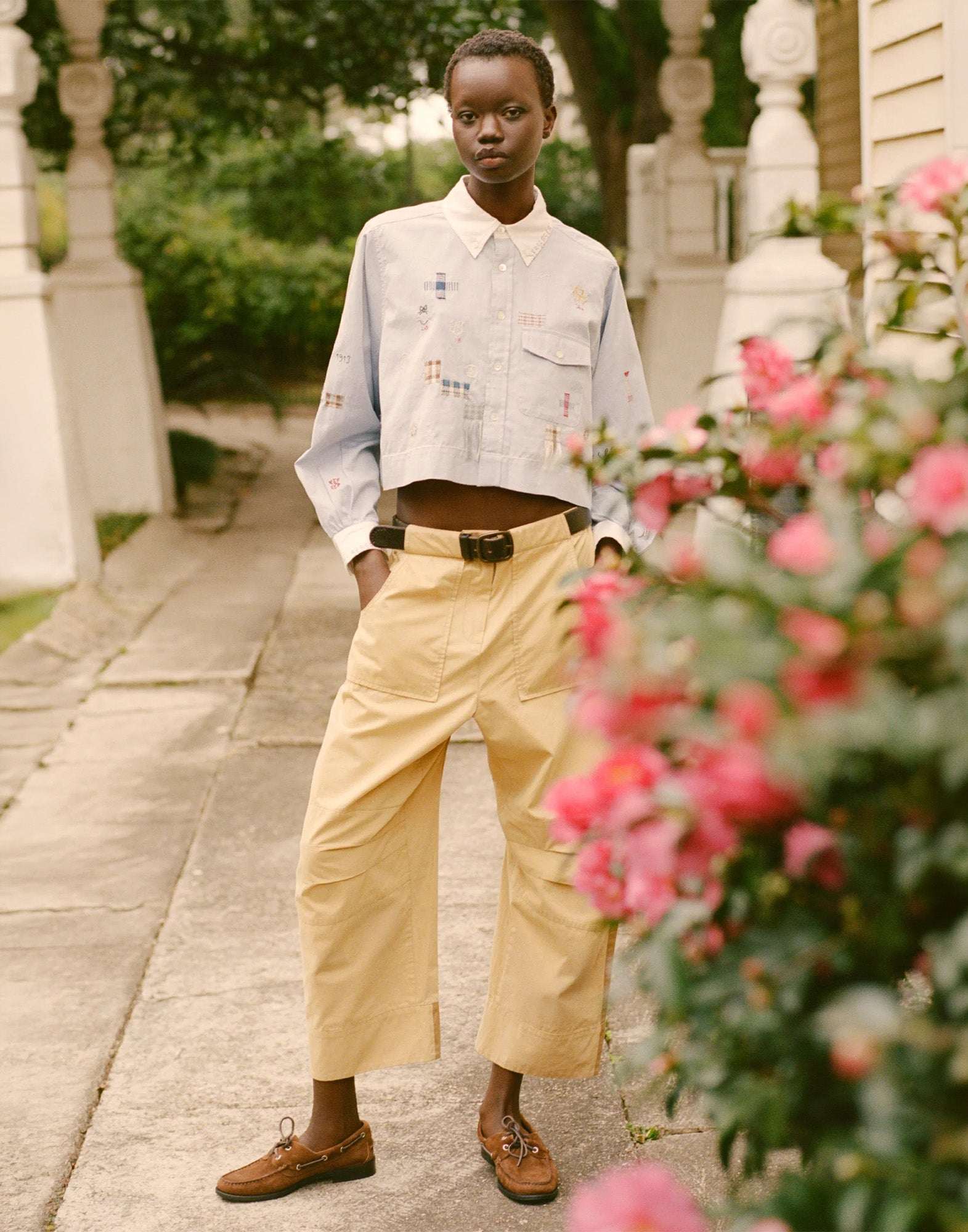 SEA NY Andrea Pantaloni Workwear in Cotone con Cintura Bicolore