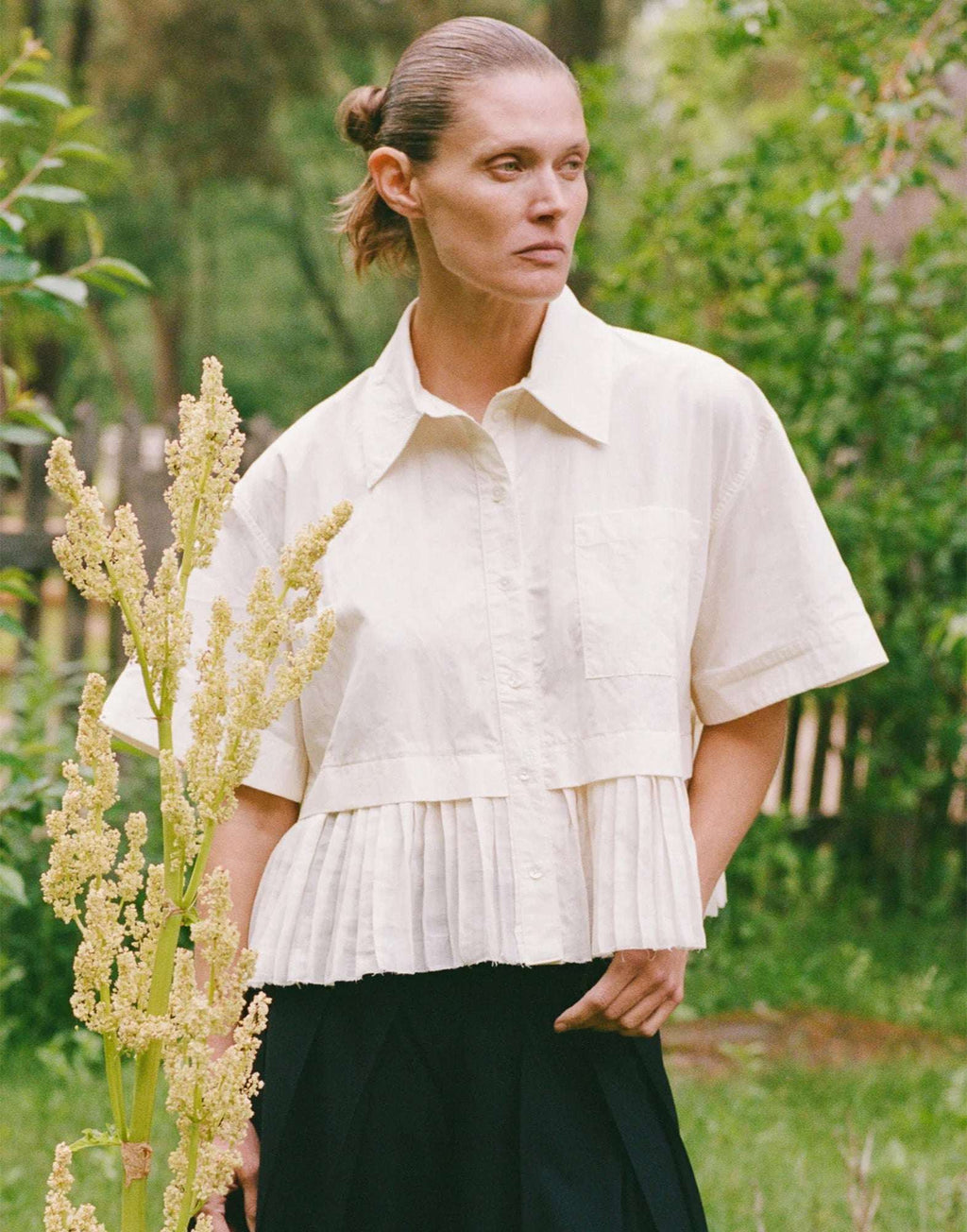 SEA NY Solene Camicia Combo in Cotone e Ramie Cream