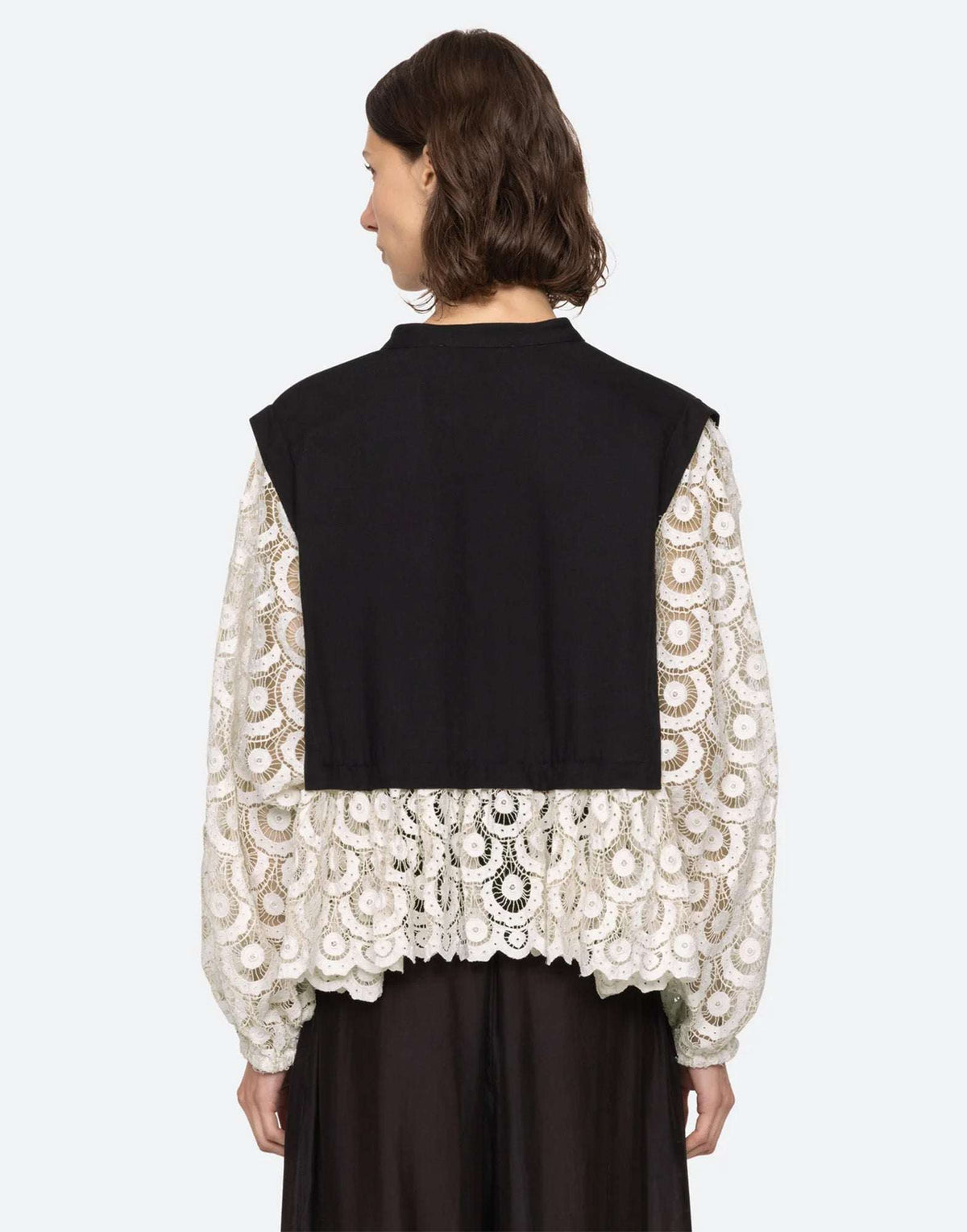 SEA NY Ellison Top in Viscosa con Ricami in Pizzo