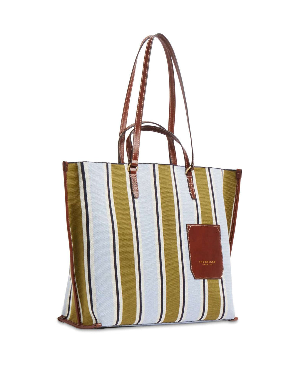 THE BRIDGE Luna Borsa Shopper in Canvas e Pelle Multicolor