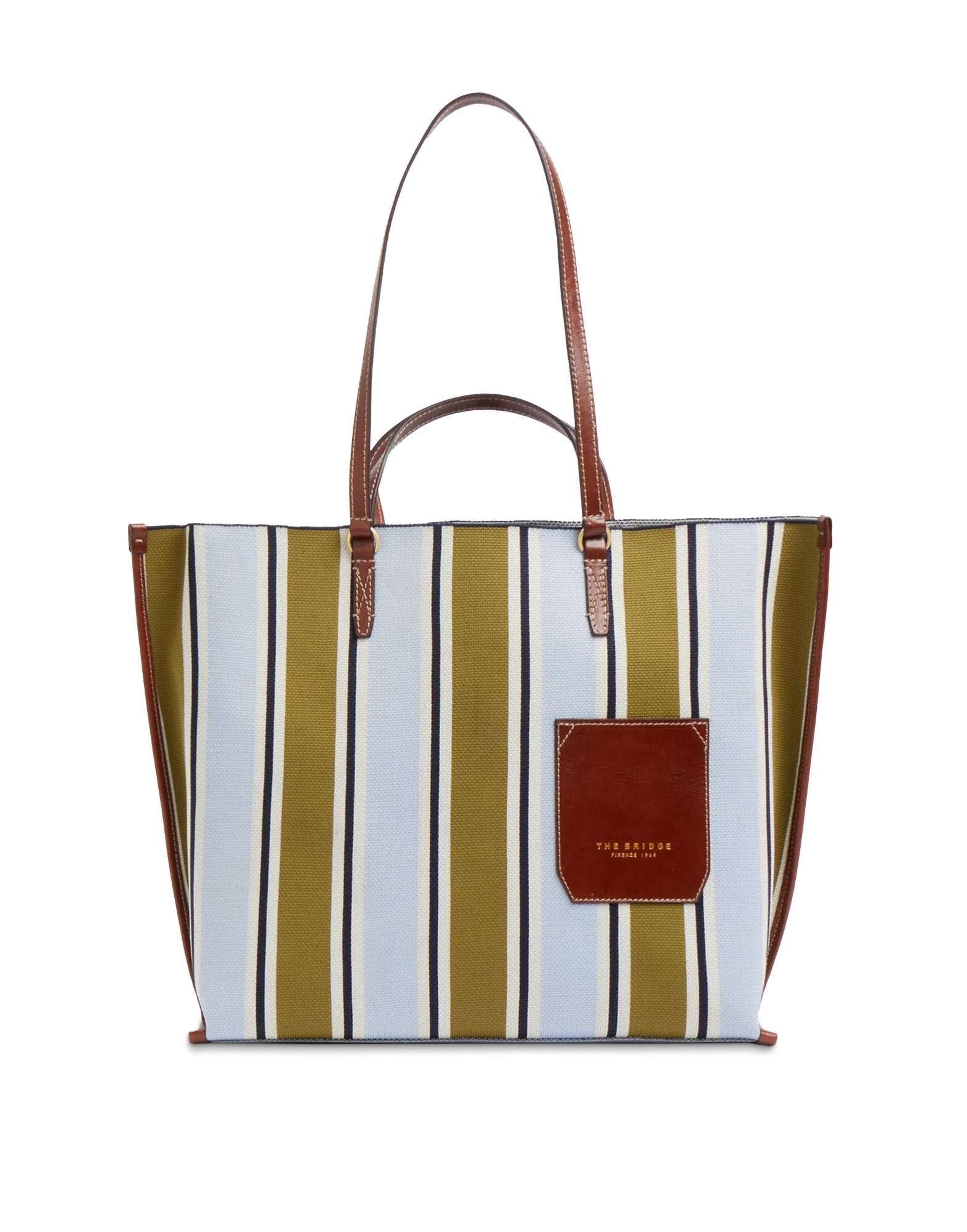 THE BRIDGE Luna Borsa Shopper in Canvas e Pelle Multicolor
