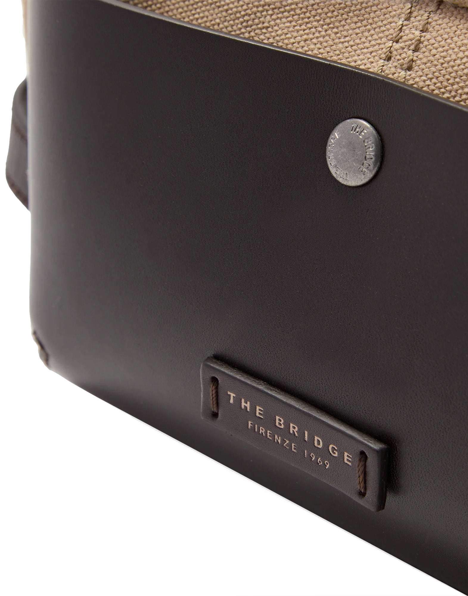 THE BRIDGE Igor Beauty Case in Pelle e Tessuto Natural/Testa Moro