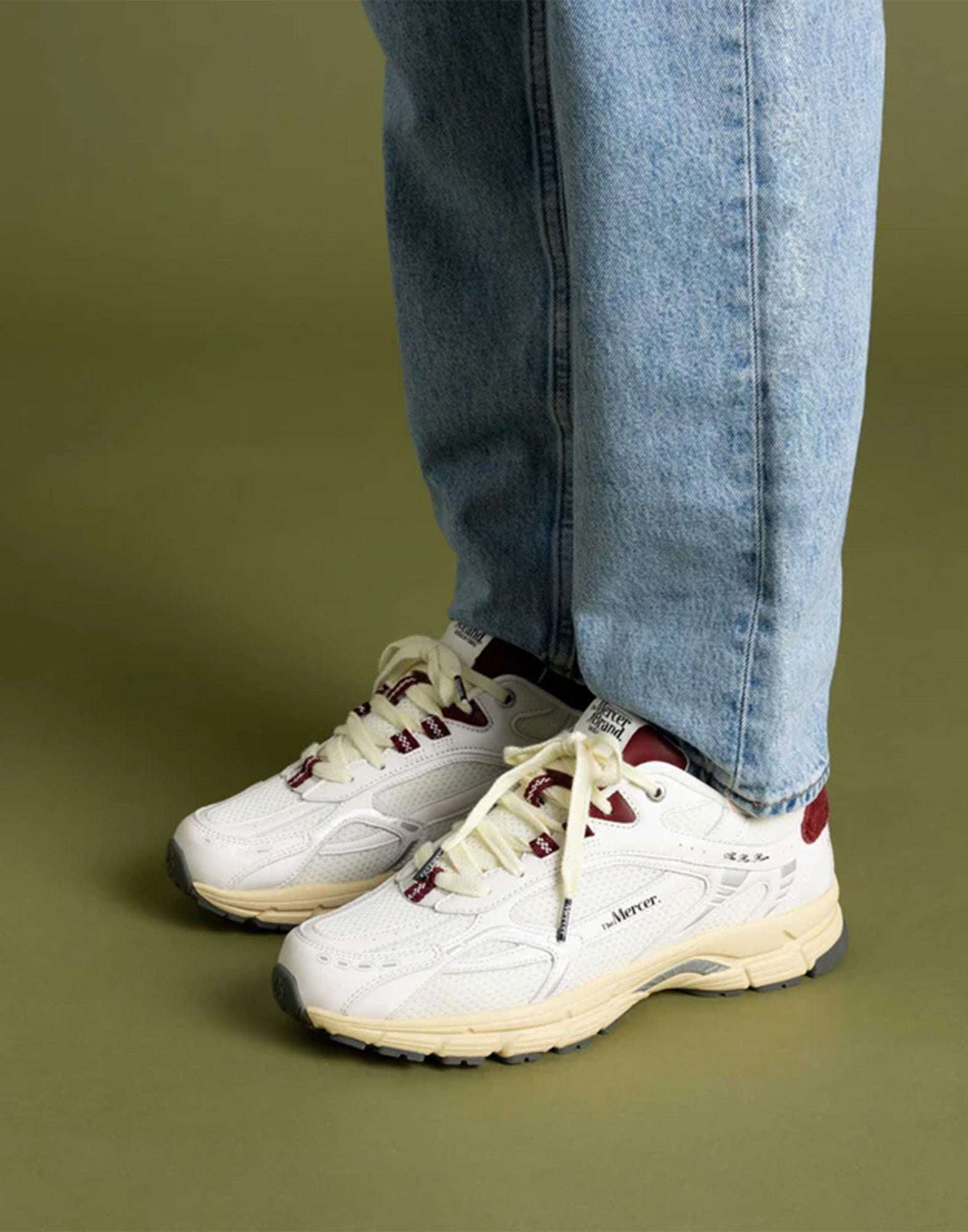 THE MERCER BRAND Re-Run Vintage Nappa Sneakers in Pelle e Mesh White/Red